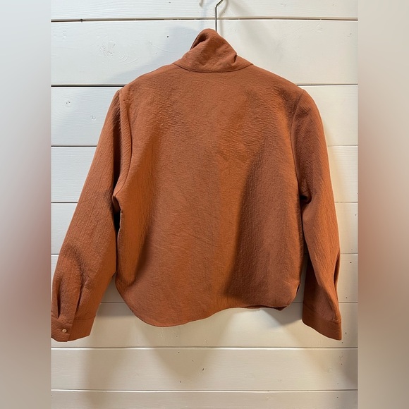 BIANCO & BLU ITALY – Terracotta Tie-Neck Blouse (M) - Picture 7 of 10